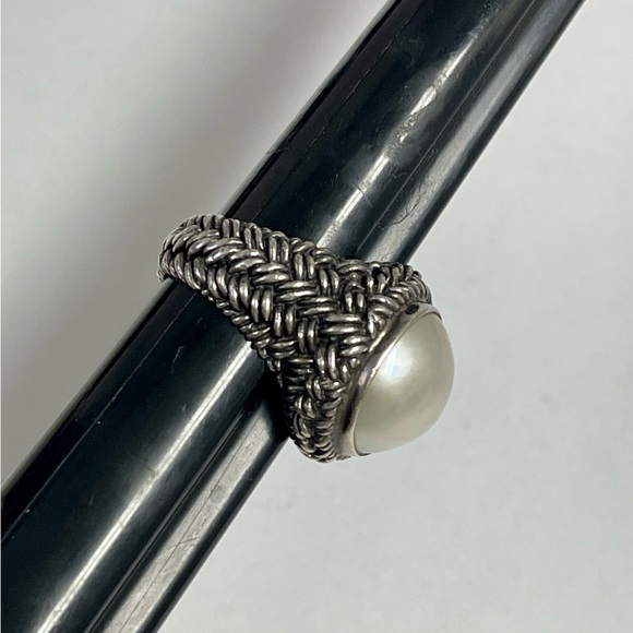 Sara Blaine Sterling Silver Pearl Ring Size 8 - Picture 4 of 10